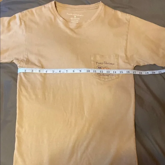 Pimp Shrimp Tan Short Sleeve Tee Casual Crew Neck - Picture 2 of 6